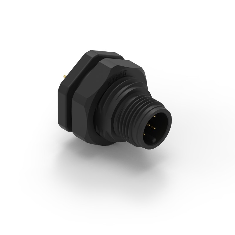 1 pcs - Wurth Elektronik Circular Connector, 5 Contacts, Panel Mount, M12 Connector, Plug, Male, IP68, WR-CIRC Series