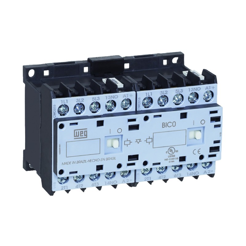 1 pcs - WEG CWCI0 Series Reversing Contactor, 24 V dc Coil, 3-Pole, 16 A, 7.5 kW, 3NO, 690 V ac