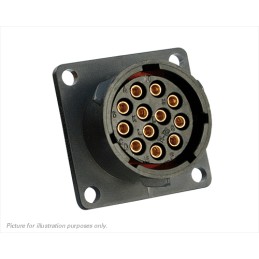 1 pcs - Souriau Circular Connector, 12 Contacts, Flange Mount, Plug, Female, IP68, IP69K, UTS Series