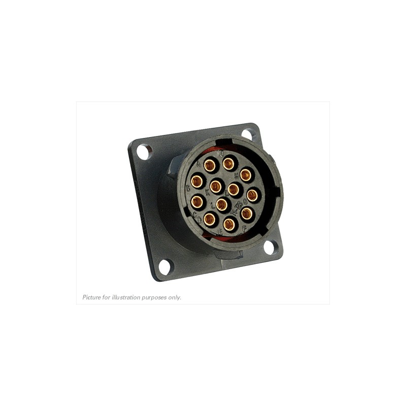 1 pcs - Souriau Circular Connector, 12 Contacts, Flange Mount, Plug, Female, IP68, IP69K, UTS Series