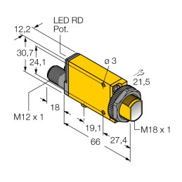 1 pcs - Banner Diffuse Photoelectric Sensor, Block Sensor, 380 mm Detection Range
