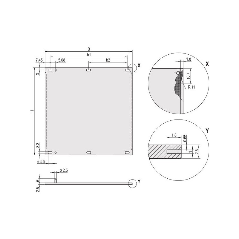 5 pcs - nVent SCHROFF Front Panel, 6U, 5HP