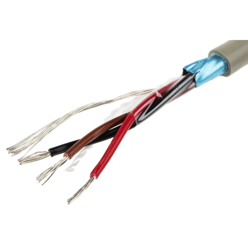 1 Reel of 50 M - Alpha Wire Multicore Data Cable, 0.23 mm², 3 Cores, 24 AWG, Screened, 50m, Grey Sheath