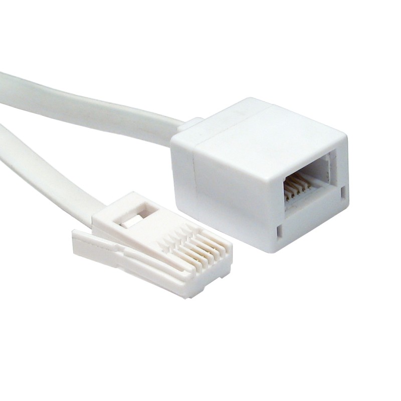 1 pcs - RS PRO Male BT to Female BT 6 Core Telephone Cable, White Sheath