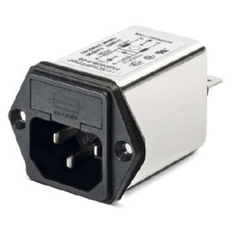 1 pcs - Schaffner 10A, 250 V ac Male Flange Mount IEC Inlet Filter FN261-10-06, Faston 1 Fuse