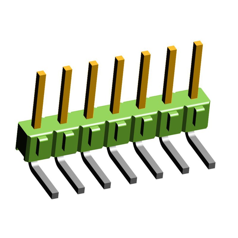 10 pcs - TE Connectivity AMPMODU MOD II Series Right Angle Through Hole Pin Header, 7 Contact(s), 2.54mm Pitch, 1 Row(s),