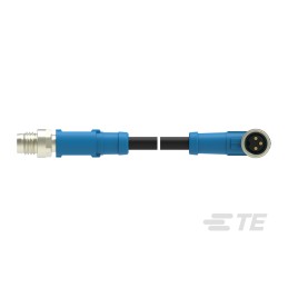 1 pcs - TE Connectivity Right Angle Female, Male 3 way M8 to Straight 3 way M8 Sensor Actuator Cable, 500mm