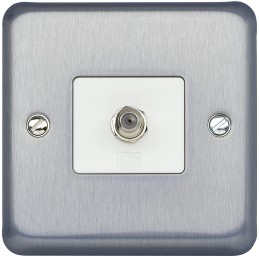 1 pcs - F-Type Satellite Socket Brushed Chrome Female 1 Outlet F Connector, Flush Mount