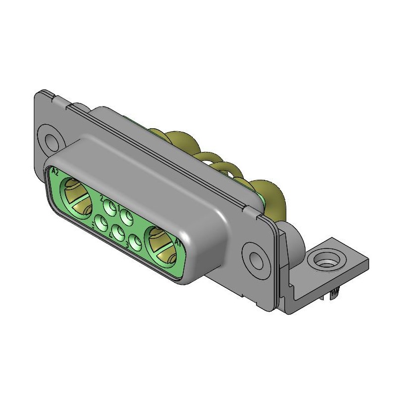 1 pcs - FCT from Molex 173107 7 Way Right Angle D-sub Connector Socket, 2.54mm Pitch, with 4-40 Screw Locks