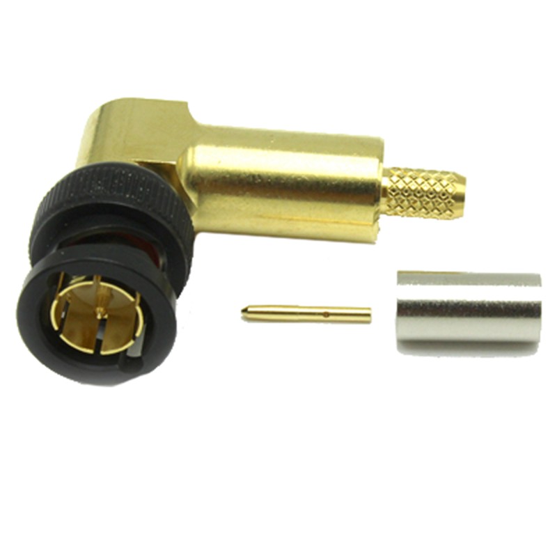 1 pcs - COAX Connectors, Plug Cable Mount BNC Connector, 75Ω, Crimp Termination, Right Angle Body