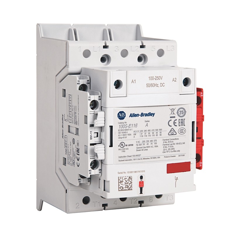 1 pcs - Rockwell Automation 100S-E Series Contactor, 20 - 60 V dc, 24 - 60 V ac Coil, 3-Pole, 146 A, 90 kW, 3NO,