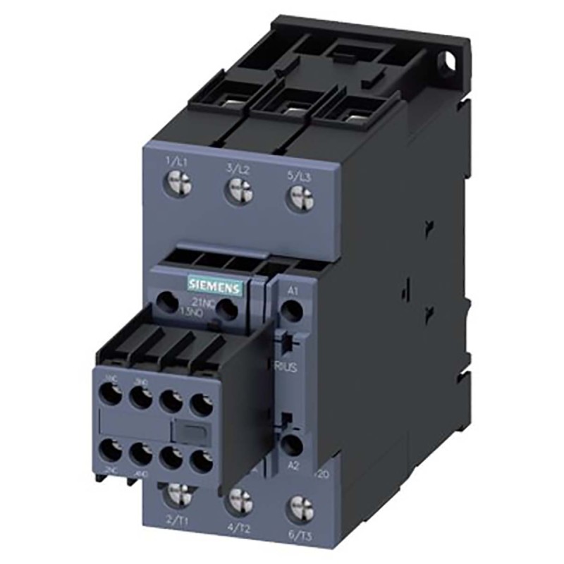 1 pcs - Siemens Reversing Contactor, 230 V ac Coil, 3-Pole, 50 A, 22 kW, 2NO + 2NC