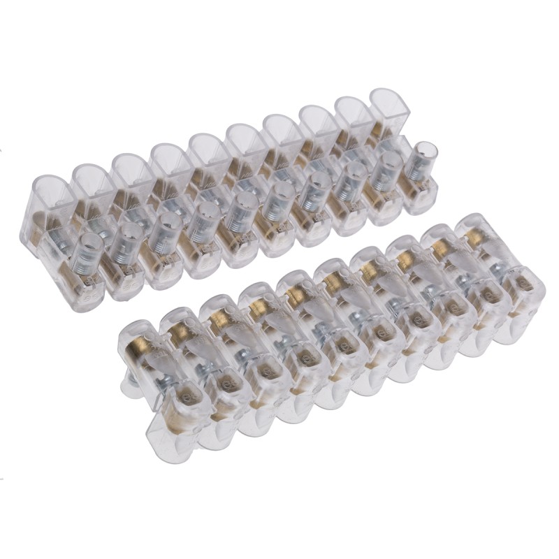 10 pcs - RS PRO Non-Fused Terminal Block, 10-Way, 24A, 2.5 mm² Wire, Screw Termination
