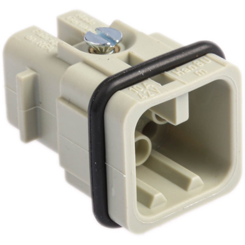 1 pcs - HARTING Heavy Duty Power Connector Insert, 10A, Male, Han D Series, 8 Contacts