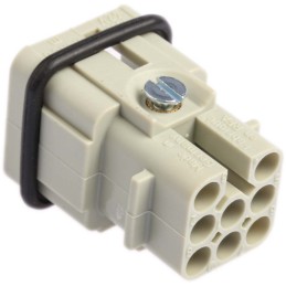 1 pcs - HARTING Heavy Duty Power Connector Insert, 10A, Male, Han D Series, 8 Contacts