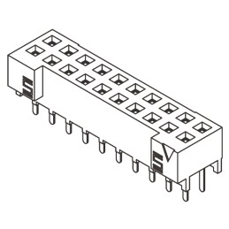 1 pcs - Samtec S2M Series Straight Through Hole Mount PCB Socket, 14-Contact, 2-Row, 2mm Pitch, Solder Termination
