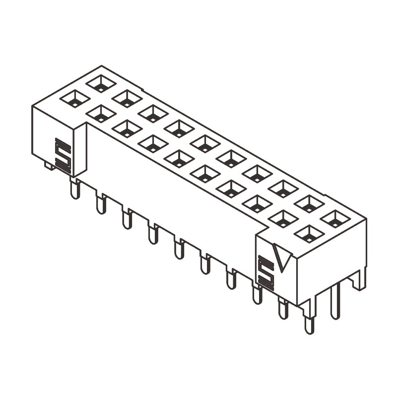 1 pcs - Samtec S2M Series Straight Through Hole Mount PCB Socket, 14-Contact, 2-Row, 2mm Pitch, Solder Termination