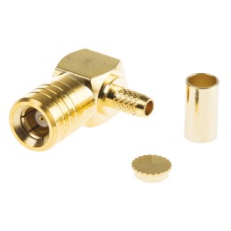 1 pcs - TE Connectivity, jack Cable Mount SMB Connector, 50Ω, Crimp, Solder Termination, Right Angle Body