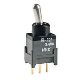 1 pcs : B12JP - Toggle Switches SPDT ON-ON .248 BAT STRT PC .4VA