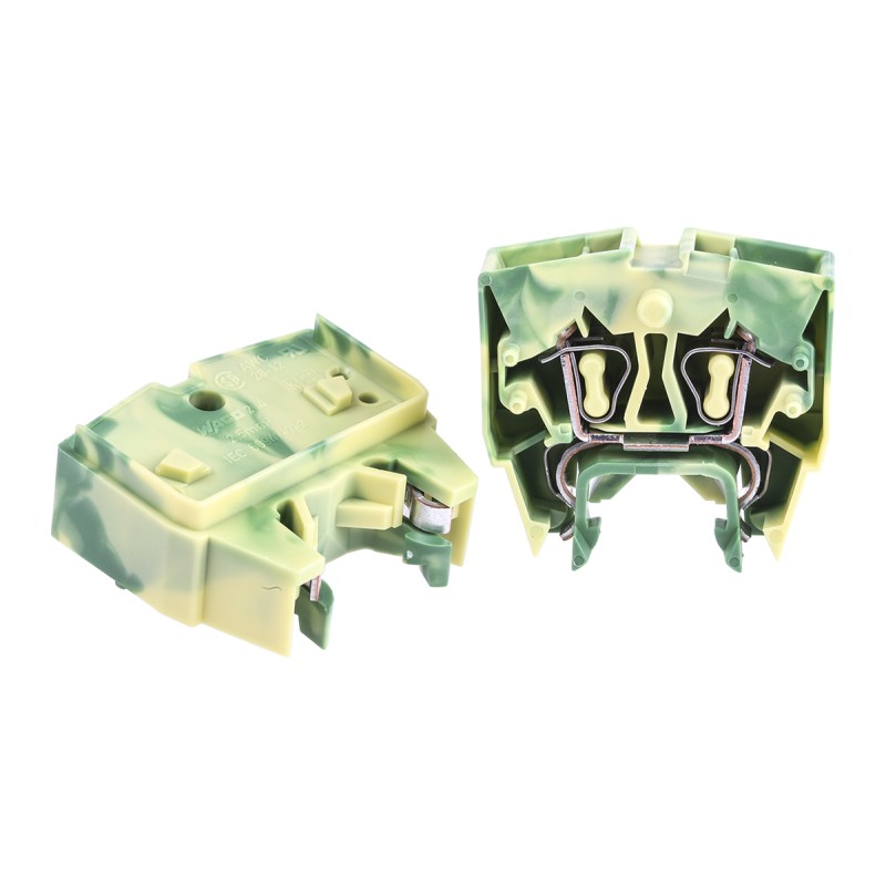 10 pcs - Wago 264 Series Green/Yellow Earth Terminal Block, 2.5mm², Single-Level, Cage Clamp Termination