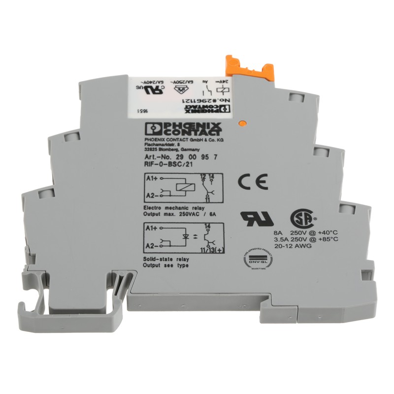 1 pcs - Phoenix Contact RIF-0-RSC-24DC/21AU Series Interface Relay, DIN Rail Mount, 24V dc Coil, SPDT, 1-Pole