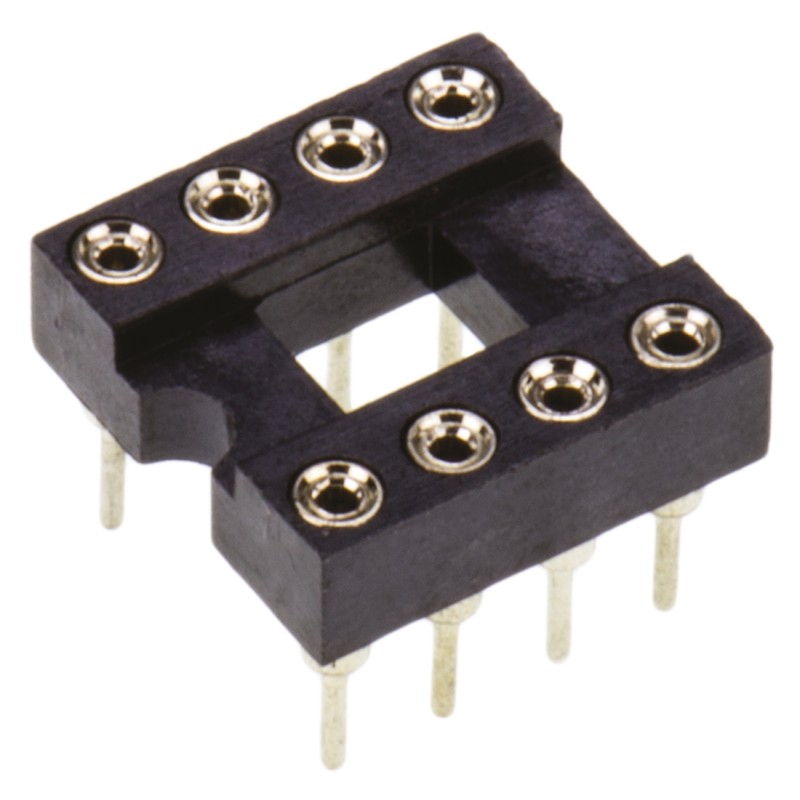 50 pcs - Winslow 2.54mm Pitch Vertical 8 Way, Through Hole Turned Pin Open Frame IC Dip Socket, 5A