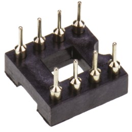 50 pcs - Winslow 2.54mm Pitch Vertical 8 Way, Through Hole Turned Pin Open Frame IC Dip Socket, 5A