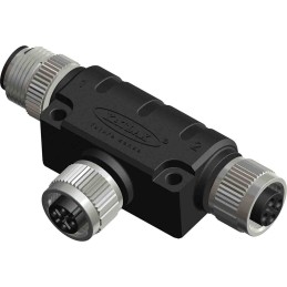 1 pcs - RS PRO Right Angle 1 Pole M12 Socket to 2 Pole M12 Connector