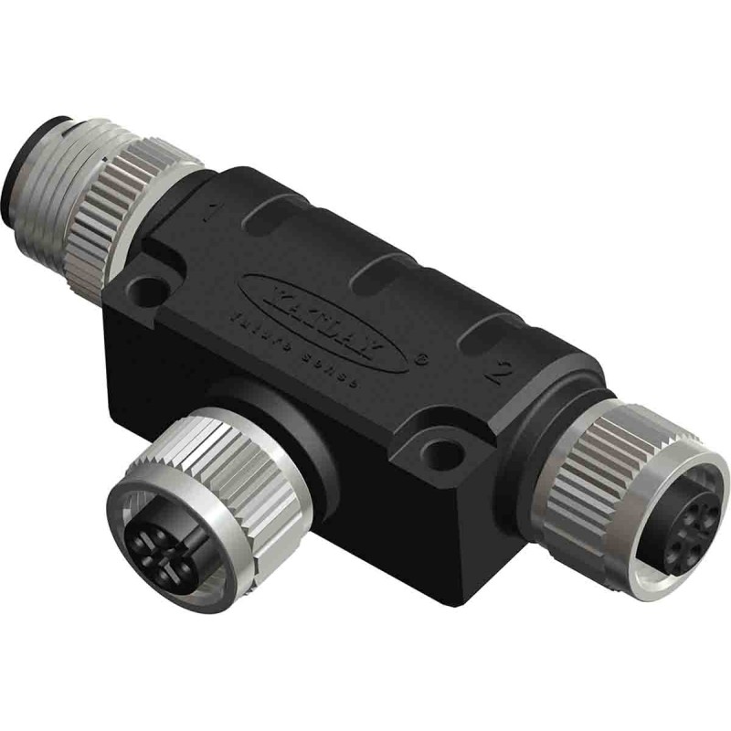 1 pcs - RS PRO Right Angle 1 Pole M12 Socket to 2 Pole M12 Connector