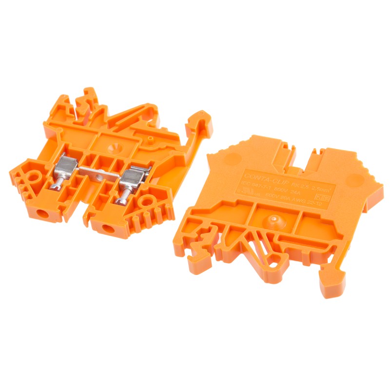 10 pcs - RS PRO Orange DIN Rail Terminal Block, 0.2 - 2.5mm², Single-Level