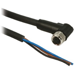 1 pcs - Telemecanique Sensors Right Angle Female 3 way 1/2 in Circular to Unterminated Sensor Actuator Cable, 2m