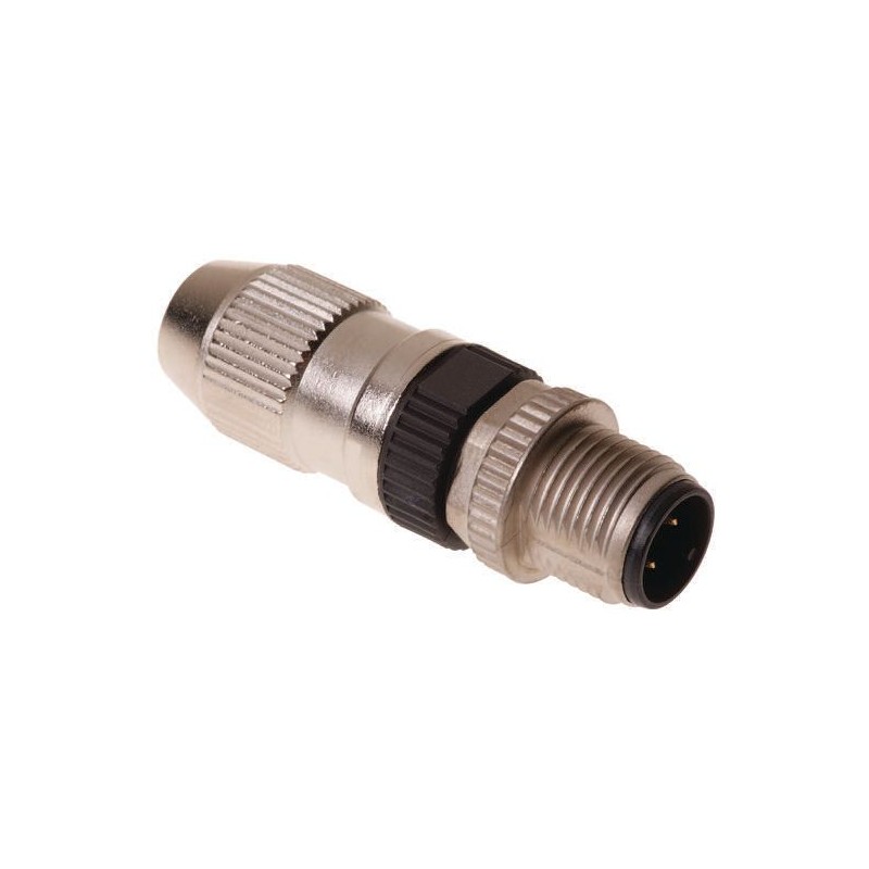 1 pcs - HARTING Circular Connector, 3 Contacts, Cable Mount, M12 Connector, Plug, Male, IP65, IP67, Harax M12 Series