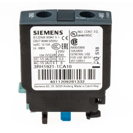 1 pcs - Siemens Auxiliary Contact, 1 Contact, 1NO, Snap-On, Sirius Classic