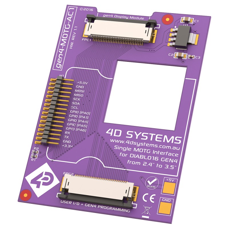 1 pcs - 4D Systems MOTG AC1 Interface Board with 1 MOTG Slot for gen4 LCD Displays