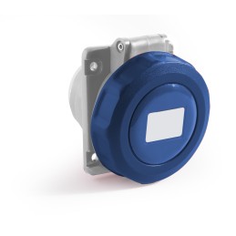 1 pcs - RS PRO IP67 Blue Panel Mount 2P + E Angled Industrial Power Socket, Rated At 16A, 200 - 250 V