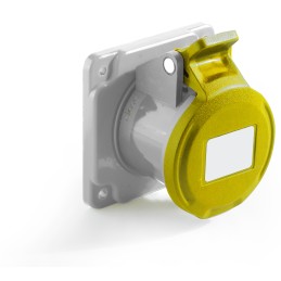 1 pcs - RS PRO IP44 Yellow Panel Mount 2P + E Industrial Power Socket, Rated At 16A, 100 - 130 V