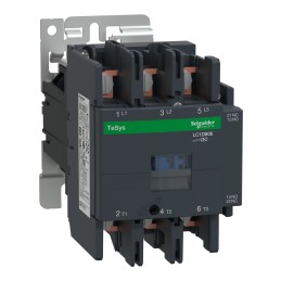 1 pcs - Schneider Electric Contactor, 24 V dc Coil, 3-Pole, 80 A, 45 kW, 1NC + 1NO