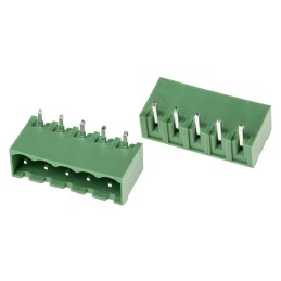 10 pcs - RS PRO 5.0mm Pitch 5 Way Right Angle Pluggable Terminal Block, Header, Through Hole, Solder Termination