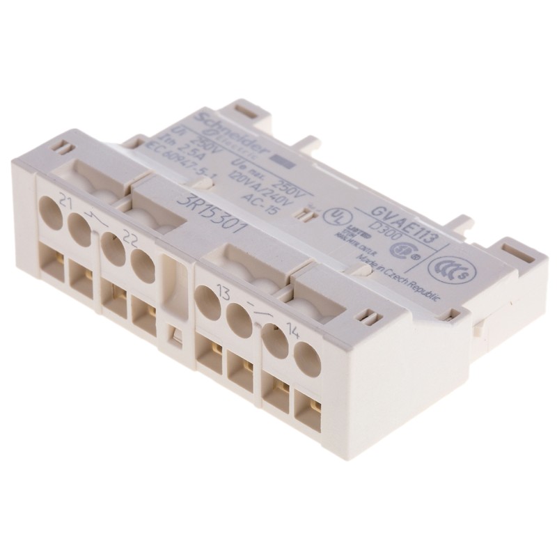 1 pcs - Schneider Electric Auxiliary Contact, 2 Contact, 1NC + 1NO, Front Mount