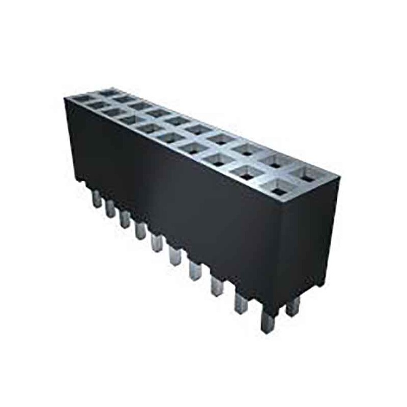 1 pcs - Samtec SQT Series Right Angle Through Hole Mount PCB Socket, 20-Contact, 2-Row, 2mm Pitch, Solder Termination