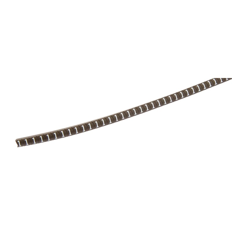 1 Reel of 1000 - HellermannTyton Helagrip Slide On Cable Markers, White on Brown, Pre-printed '1', 2 - 5mm Cable