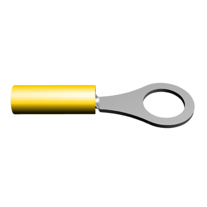 10 pcs - TE Connectivity, PIDG Insulated Ring Terminal, 8, M4 Stud Size, 0.1mm² to 0.4mm² Wire Size, Yellow