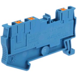 10 pcs - Phoenix Contact PT 2.5-TWIN BU Series Blue Feed Through Terminal Block, 0.14 - 4mm², Single-Level, Push In