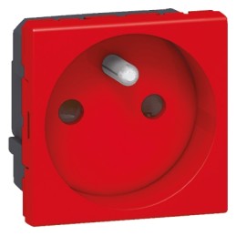 1 pcs - Legrand Red 1 Gang Plug Socket, 16A, Type E - French, Indoor Use