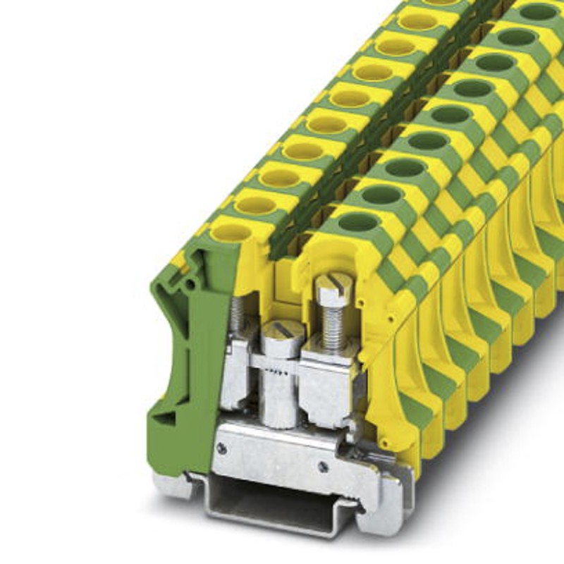 2 pcs - Phoenix Contact 2-Way UTI 16-PE Earth Terminal Block, 10 - 4 AWG Wire, Screw Down, Polyamide Housing