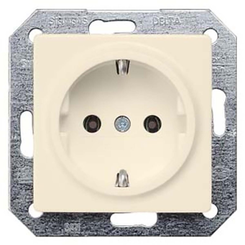 1 pcs - Siemens White 1 Gang Electrical Socket, 2 Poles, 16A, Schuko, Indoor Use