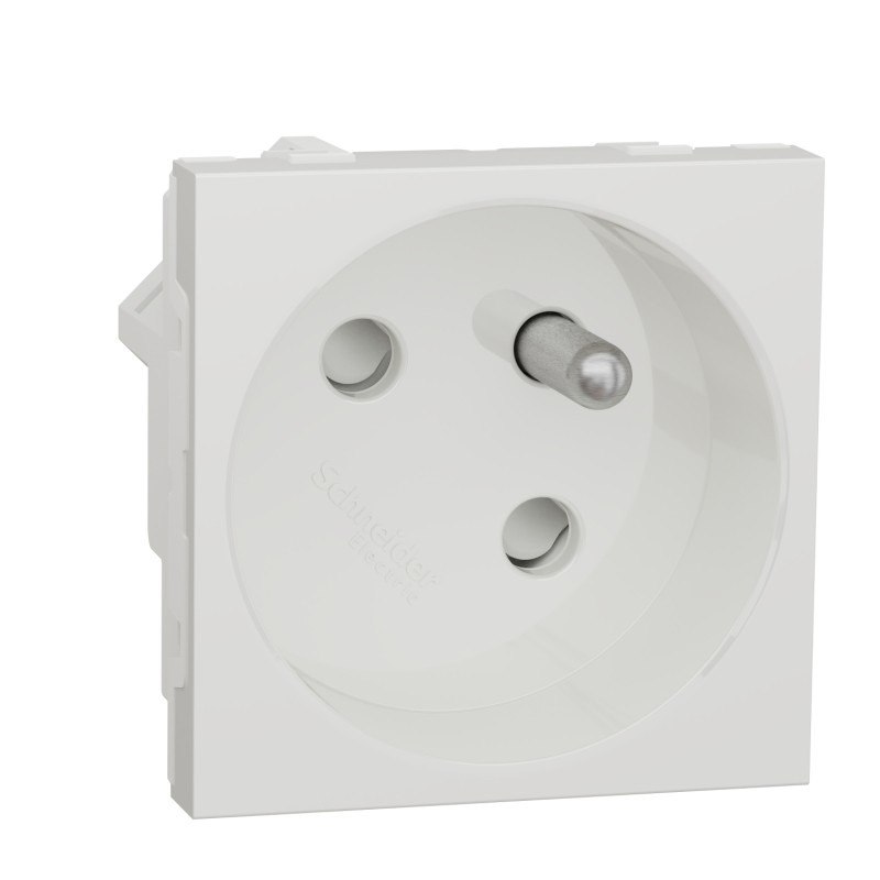 1 pcs - Schneider Electric White 1 Gang Power Socket, 2 Poles, 16A, French 2P, Indoor Use