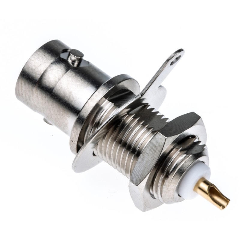 1 pcs - Radiall R141 Series Straight 50Ω Panel Mount Bulkhead Fitting BNC Connector, jack, Nickel, Solder Termination