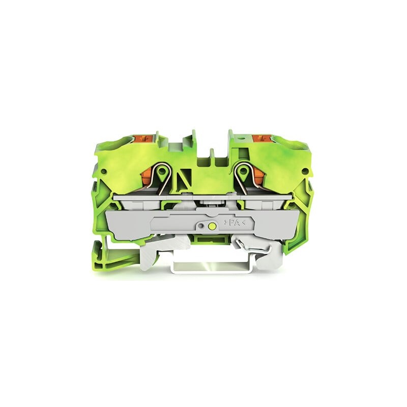 2 pcs - Wago TOPJOB S, 2210 Series Green/Yellow Earth Terminal Block, 10mm², Single-Level, Push-In Cage Clamp Termination, ATEX