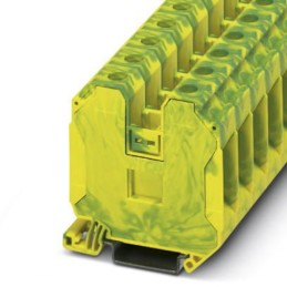 2 pcs - Phoenix Contact UT 35-PE Series Green/Yellow Earth Terminal Block, 1.5 - 35mm², Single-Level, Screw Termination,